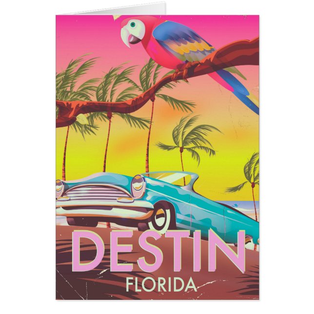 Destin Florida USA vintage travel poster. (Front)