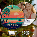 Destin Florida Vintage Seagull Sunset Souvenirs Ceramic Ornament<br><div class="desc">Destin Beach Florida Vintage Seagull Retro Palm Trees 60s Souvenirs. Sunset design with your favourite Florida beach and sea, suitable for Florida beach Towns lovers especially those who love Destin Beach. - Ad a photo on the back with the easy to use template. - - You can customise and modify...</div>