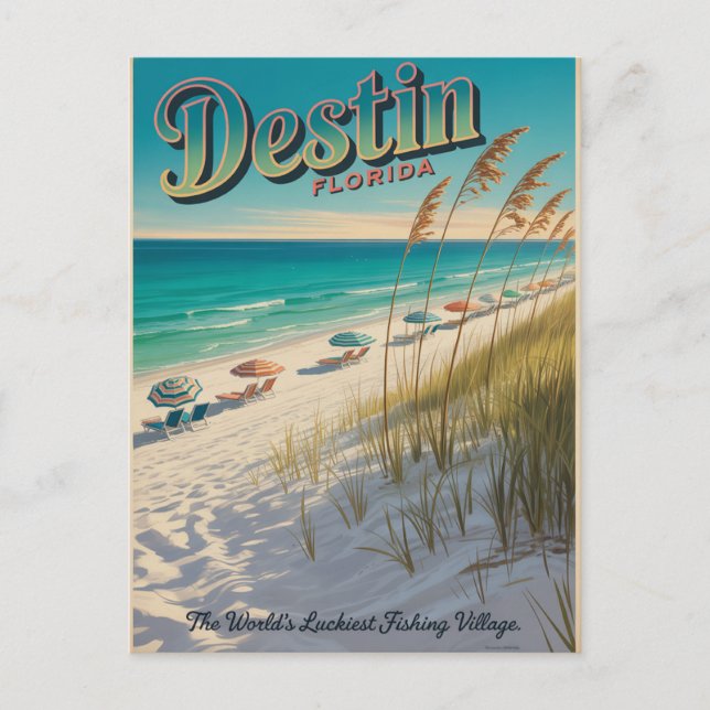 Destin Florida World's Luckiest Fishing Village Postcard (Front)