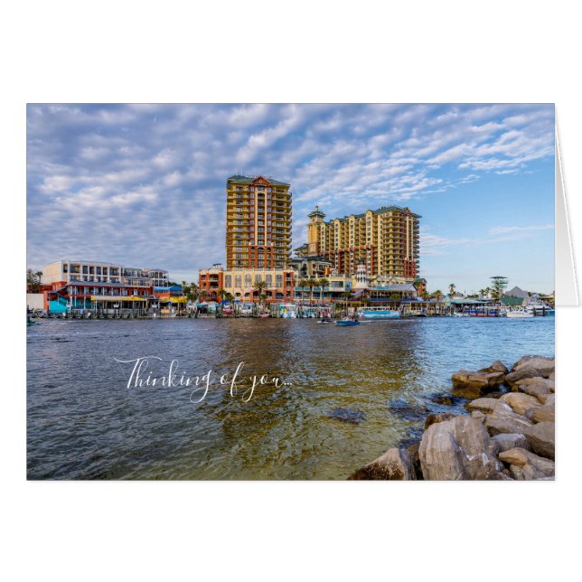 Destin Harbour Boardwalk Thinking Of You Card (Front Horizontal)