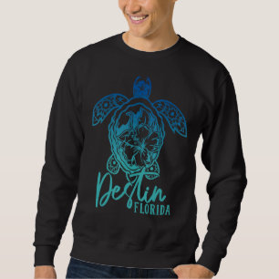 Destin Sea Turtles Florida Marine Turtle Flower Tr Sweatshirt