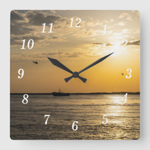 Destin Sunset And Helicopters Wall Clock