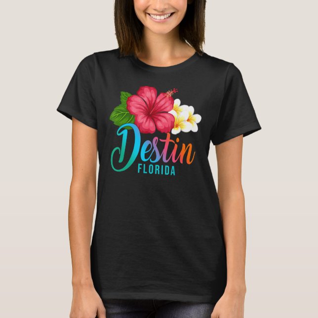 Destin Vacation Florida Tropical Hibiscus Flower T-Shirt (Front)