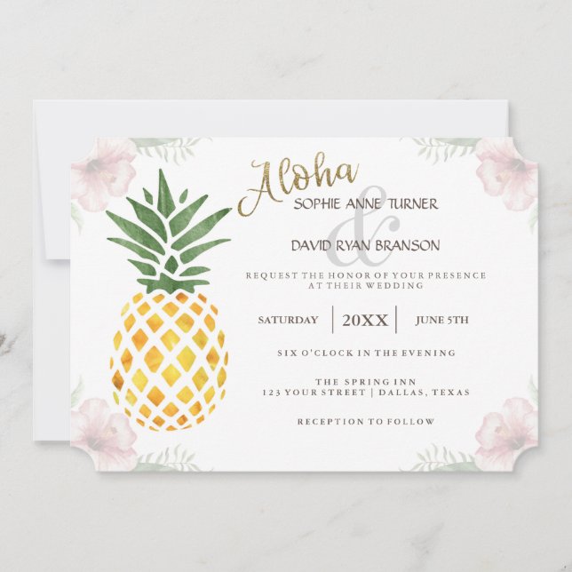 Destination Aloha Tropical Beach Wedding Invite (Front)