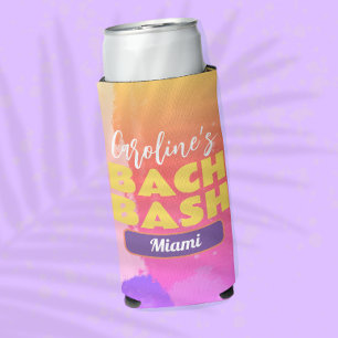 Destination Bachelorette Bash Bright Watercolor  Seltzer Can Cooler