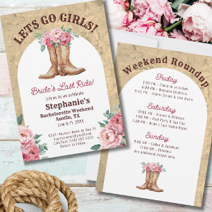 Destination Bachelorette Party Rustic Pink Cowgirl Invitation