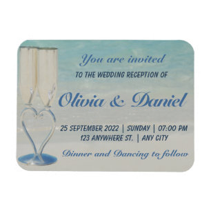 Destination beach elegant wedding invitation magnet