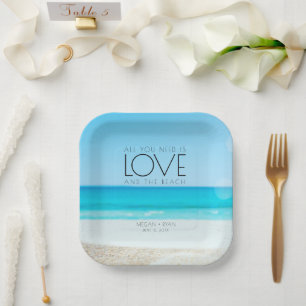 Destination Beach Wedding Paper Plate