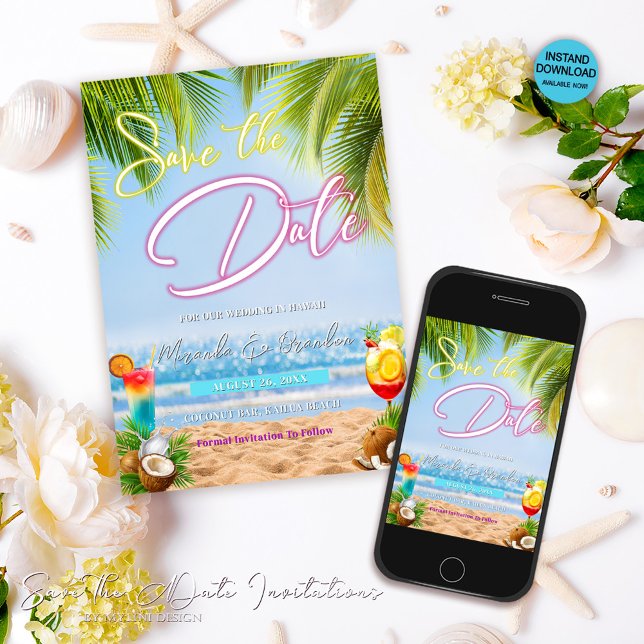 Destination Beach Wedding Save the Date Invitation (Creator Uploaded)