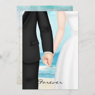 Destination Beach Wedding with Bride and Groom Invitation