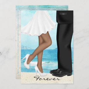 Destination Beach Wedding with Bride and Groom Invitation