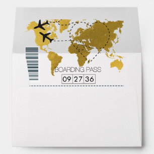 Destination Boarding Pass 5x7 Wedding Invitation  Envelope