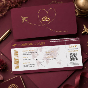 Destination Boarding Pass Plane Ticket Wedding Invitation