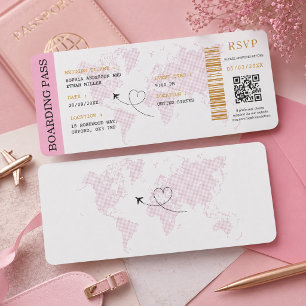 Destination Boarding Pass Plane Ticket Wedding Invitation