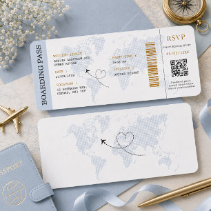 Destination Boarding Pass Plane Ticket Wedding Invitation