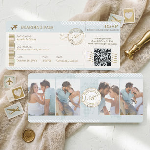 Destination Boarding Pass Ticket Photo Wedding Invitation
