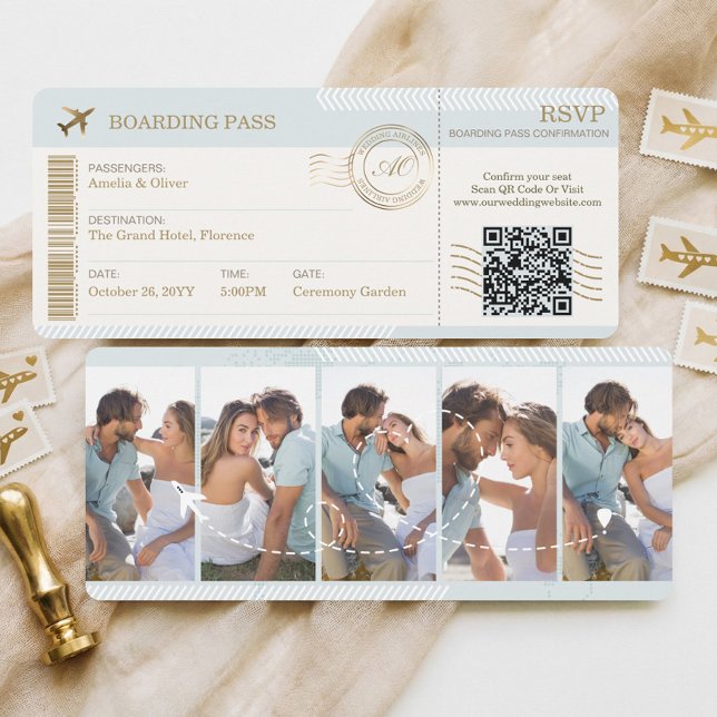 Destination Boarding Pass Ticket Photo Wedding Invitation (Destination Boarding Pass Ticket Photo Wedding Invitation)