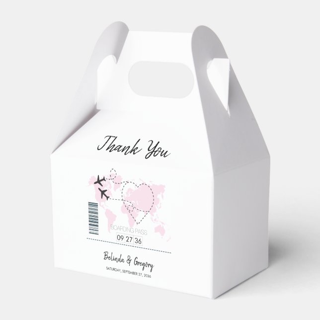 Destination Boarding Pass Wedding Favour Box (Front Side)