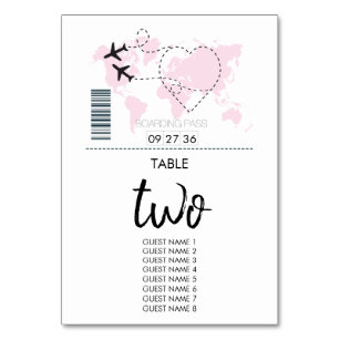 Destination Boarding Pass Wedding Guest Names Table Number