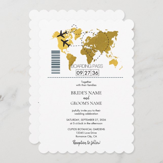 Destination Boarding Pass Wedding  Invitation (Front/Back)