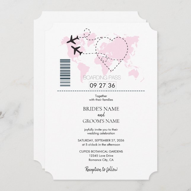 Destination Boarding Pass Wedding Invitations (Front/Back)