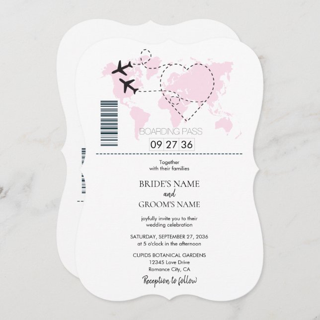 Destination Boarding Pass Wedding Invitations (Front/Back)