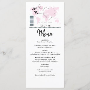 Destination Boarding Pass Wedding Menu