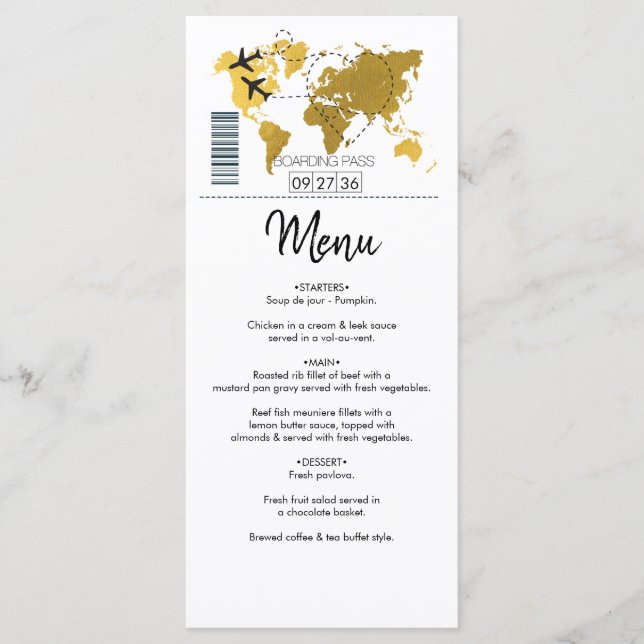 Destination Boarding Pass Wedding Menu (Front)
