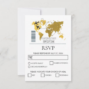Destination Boarding Pass Wedding  RSVP Card