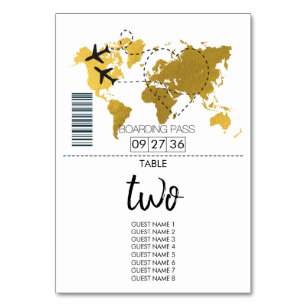 Destination Boarding Pass Wedding  Table Number