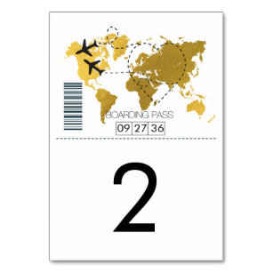 Destination Boarding Pass Wedding Table Number