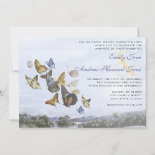 Destination Butterfly and Palm Tree Wedding Invite
