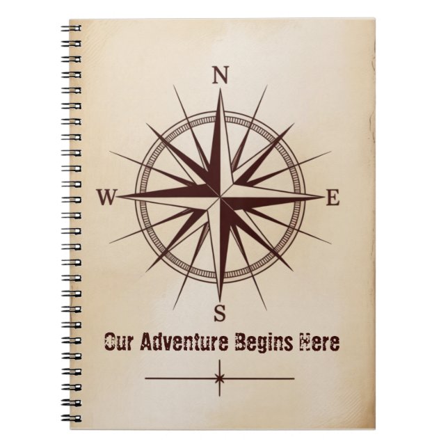 Destination Coordinates Compass | Travel Wedding Notebook (Front)
