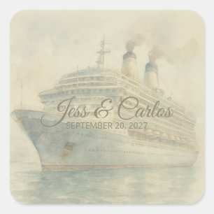 Destination Cruise Ship Sand Olive Wedding Custom Square Sticker
