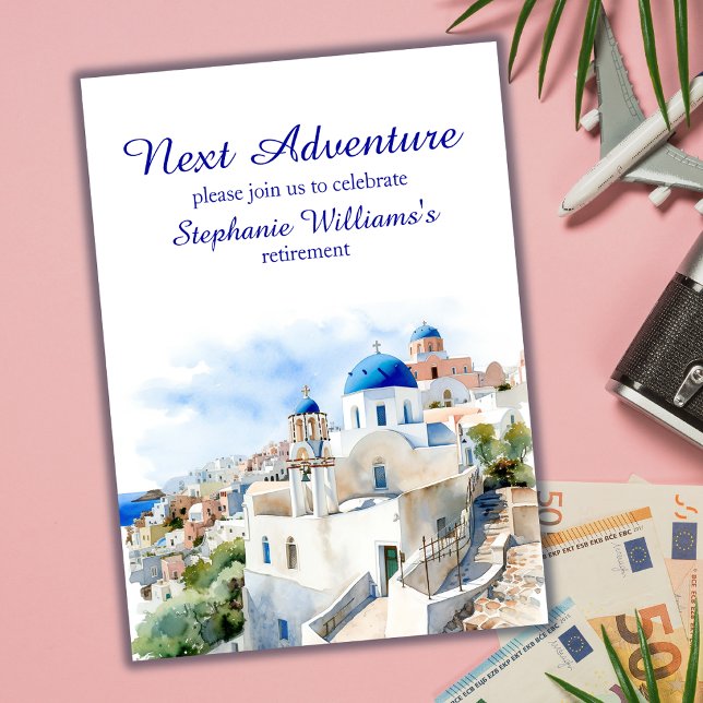 Destination Greece island Retirement Party  Invitation (Creator Uploaded)