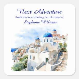 Destination Greece island Retirement Party  Square Sticker