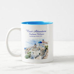 Destination Greece island Retirement Party Two-Tone Coffee Mug