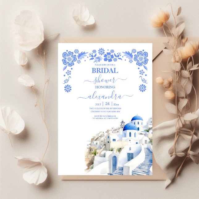 Destination Greece Santorini Bridal Shower Invitation (Creator Uploaded)