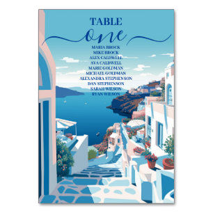 Destination Greece Santorini Wedding Table Number