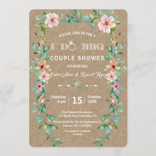 Destination Luau Tropical Floral Wreath I DO BBQ Invitation