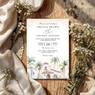 Destination Mexican Tropical Palm QR Code Wedding Invitation