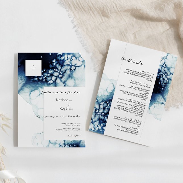 Destination Monogram Details All In One Wedding Invitation (Creator Uploaded)