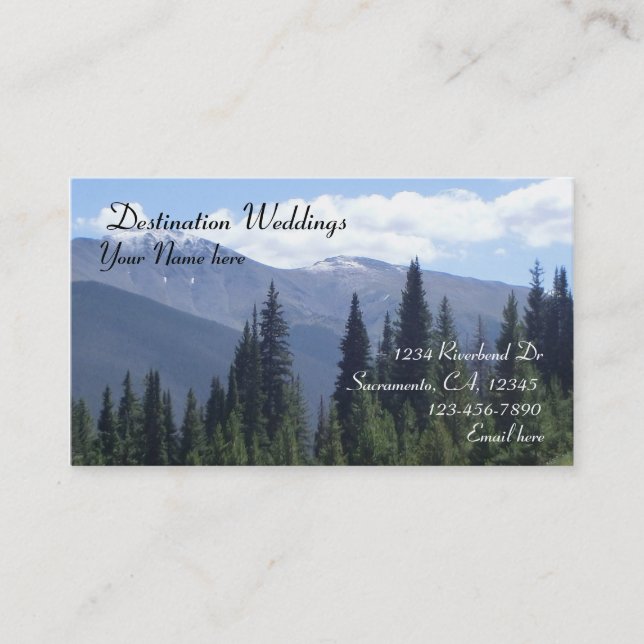 Destination mountain wedding business cards (Front)
