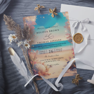 Destination On the beach elegant modern wedding Invitation