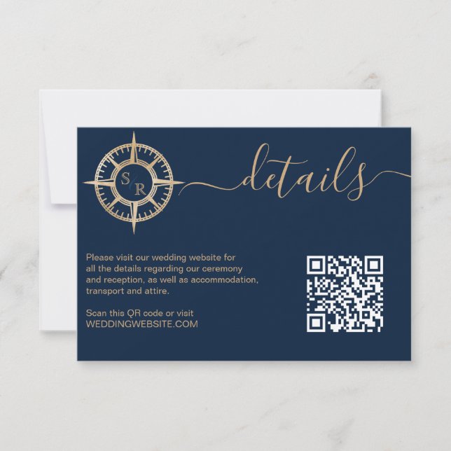 Destination Passport Compass QR Code Details RSVP Card (Front)