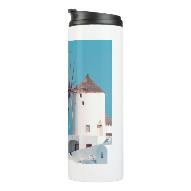 Destination Retirement Party Greek White Blue  Thermal Tumbler (Rotated Right)