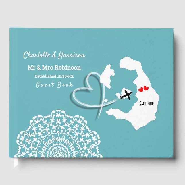 Destination Santorini Greece Wedding Guest Book (Front)
