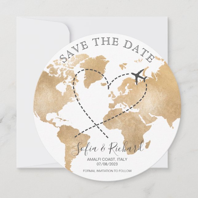 Destination Save the Date Passport World Map Photo Invitation (Front)