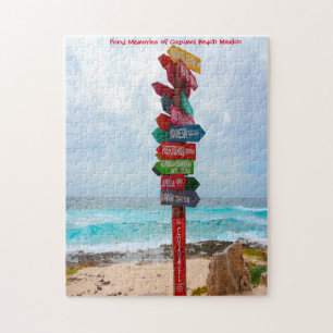 Destination Sign Post Cozumel Beach Mexico. Jigsaw Jigsaw Puzzle
