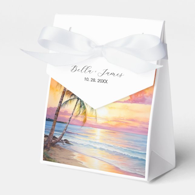 Destination Sunset Beach Wedding  Favour Box (Front Side)